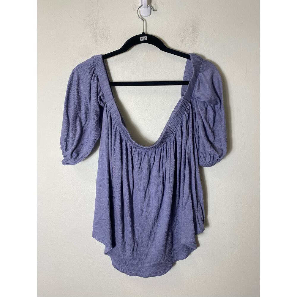 Ella Moss Purple Cold Shoulder 3/4 Sleeve Cropped Top Sz S
